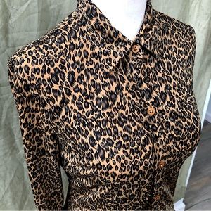 Express Y2K 2000’s Indie Sleaze Mob Wife Leopard Print Button Up Shirt size S